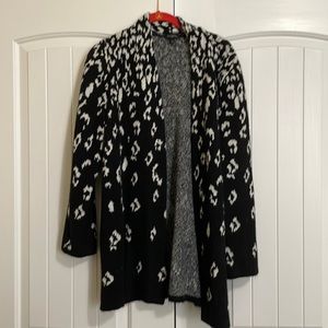 Talbots Leopard black and white cardigan size large